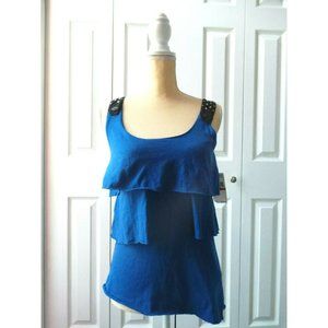 NWT Fox Racing Navy Swing Tank Top Ruffled